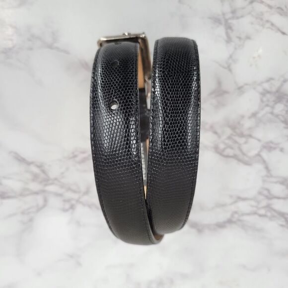 Brighton Vintage 90s Black Leather with Silver Toned Cat Filigree Buckle - Picture 4 of 14